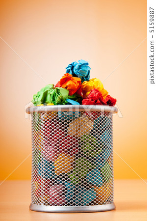 Garbage bin with paper waste isolated on white Garbage bin with paper waste isolated on white 5159887