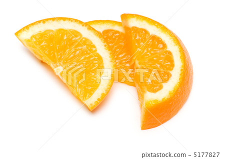 Three orange slices isolated on the white Three orange slices isolated on the white 5177827