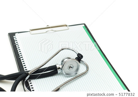 Stethoscope on the binder isolated on white Stethoscope on the binder isolated on white 5177832