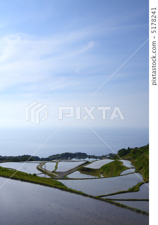 懷舊的日本風景(藍天后的東面的梯田) 懷舊的日本風景(藍天后的東面的梯田) 5178241