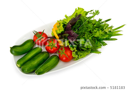 Cucumber and tomato salad in plate 5181183
