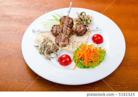 Meat cuisine - kebab served in plate Meat cuisine - kebab served in plate 5181325