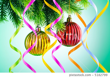 Baubles on christmas tree in celebration concept 5182799
