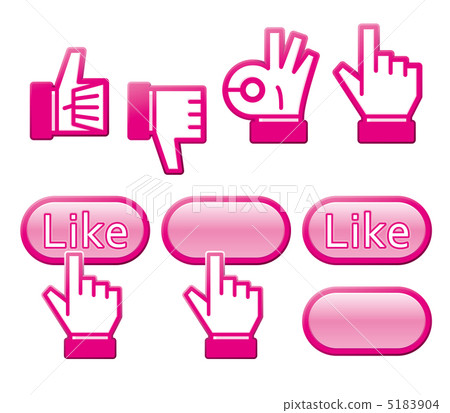 像按鈕和手指圖標粉紅色 5183904
