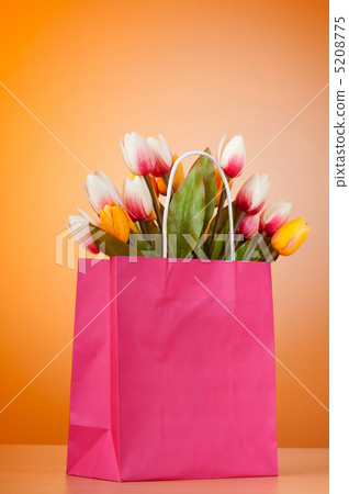 Tulips in the bag against gradient background Tulips in the bag against gradient background 5208775