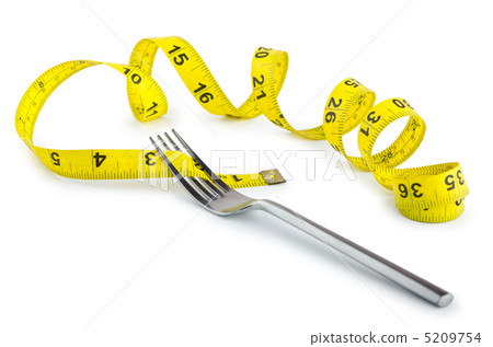 Dieting concept with fork and meter Dieting concept with fork and meter 5209754