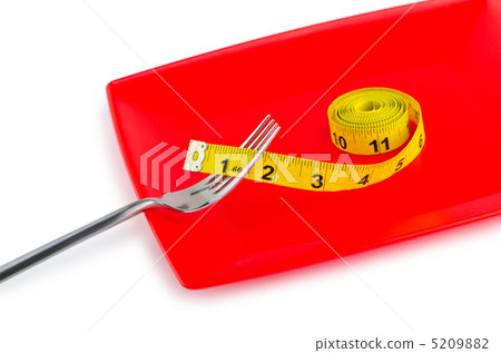 Dieting concept with fork and meter Dieting concept with fork and meter 5209882