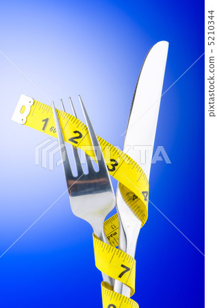Dieting concept with fork and meter Dieting concept with fork and meter 5210344