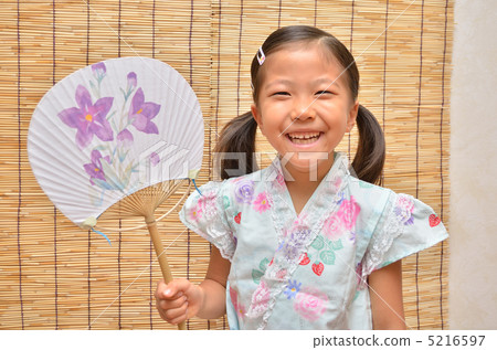 Girl cool with fans 5216597