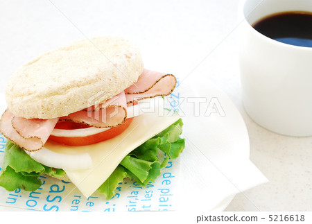 English muffin sandwiches and coffee 5216618