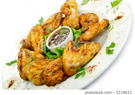 Chicken wings barbeque in the plate 5219611