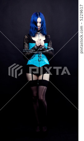 Gothic girl with dark blue hair 5229617