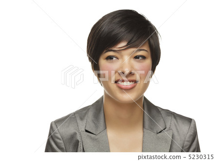 Pretty Mixed Race Young Adult on White 5230315
