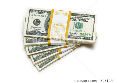 Ten thousand dollar stacks on the white Ten thousand dollar stacks on the white 5231920