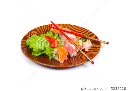 Sushi plate isolated on the white background 5232228