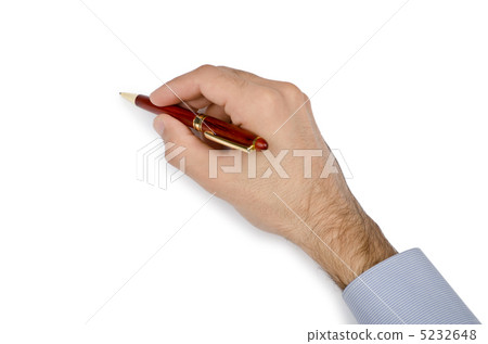 Hand with pen writing on white 5232648