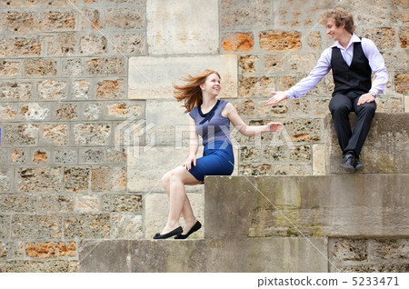 Young couple at the Parisian embankment Young couple at the Parisian embankment 5233471