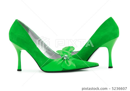 Green Female shoes on white background 5236607