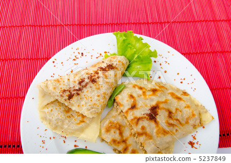 Tasty pancakes served in the plate 5237849