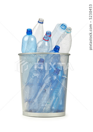 Empty plastic water bottles on white Empty plastic water bottles on white 5238453