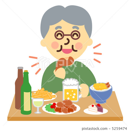 喝酒和吃飯的老年人 5259474