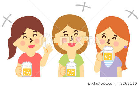 Three women drinking beer 5263119