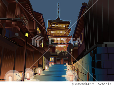 在Yasaka夜視圖的塔 5283515