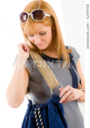 Young marine woman hold handbag Young marine woman hold handbag 5284438