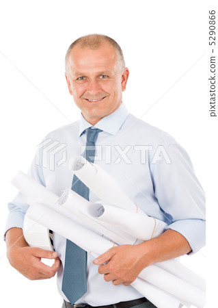 Senior professional architect male with helmet 5290866