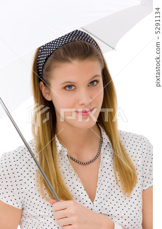 Fashion - young woman umbrella designer clothes 5291134