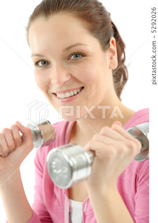 Fitness happy woman exercise dumbbell Fitness happy woman exercise dumbbell 5292026