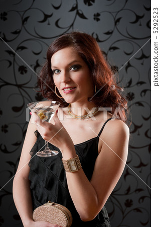 Cocktail party woman evening dress enjoy drink Cocktail party woman evening dress enjoy drink 5292523