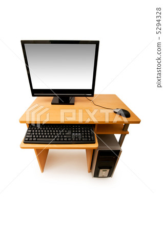 Computer and desk isolated on the white 5294328