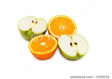 Apple and oranges isolated on the white background 5294559