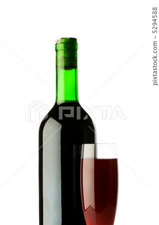 Bottle and wine glass on reflective background Bottle and wine glass on reflective background 5294588