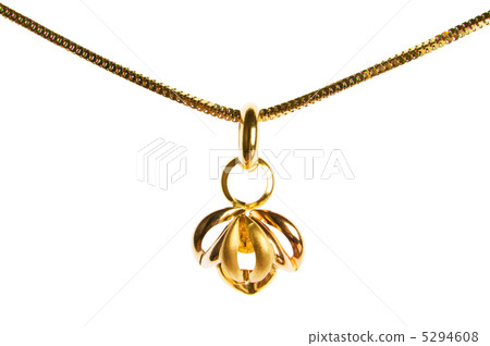 Pendant on golden chain isolated on the white Pendant on golden chain isolated on the white 5294608