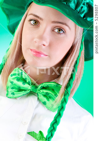 Saint Patrick day concept with young girl Saint Patrick day concept with young girl 5298807