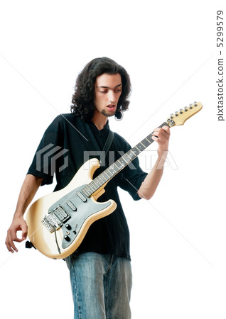 Guitar player isolated on the white background 5299579
