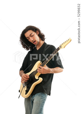 Guitar player isolated on the white background 5299832
