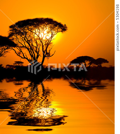 african sunset with reflection 5304198