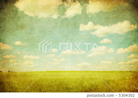 grunge image of green field and blue sky grunge image of green field and blue sky 5304302