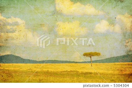 vintage illustration of african landscape vintage illustration of african landscape 5304304