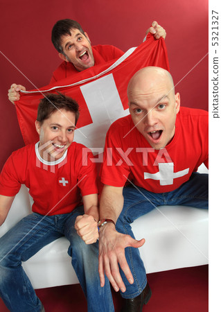 Cheering Swiss sports fans Cheering Swiss sports fans 5321327