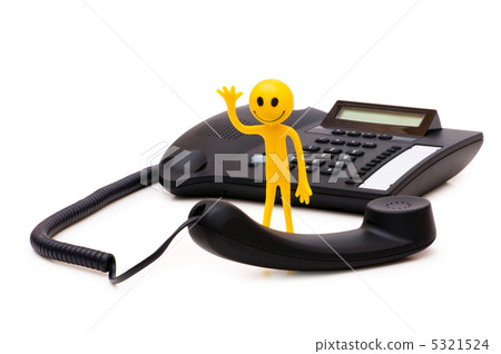 Phone support concept  - smilie and receiver isolated on white 5321524