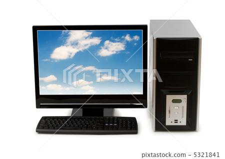 Computer with flat screen isolated on white Computer with flat screen isolated on white 5321841
