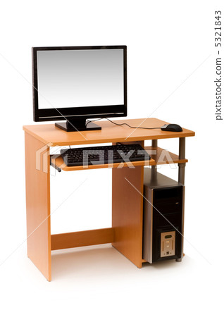 Computer and desk isolated on the white Computer and desk isolated on the white 5321843