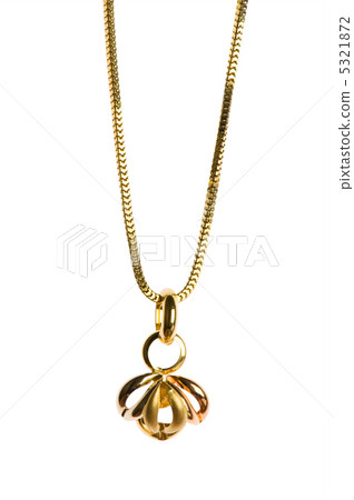 Pendant on golden chain isolated on the white 5321872
