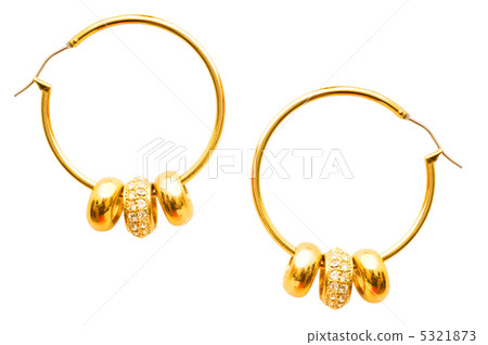 Pair of earrings isolated on the white background Pair of earrings isolated on the white background 5321873