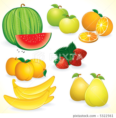 插图素材: fresh fruits set