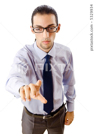 Businessman pressing virtual buttons 5329934